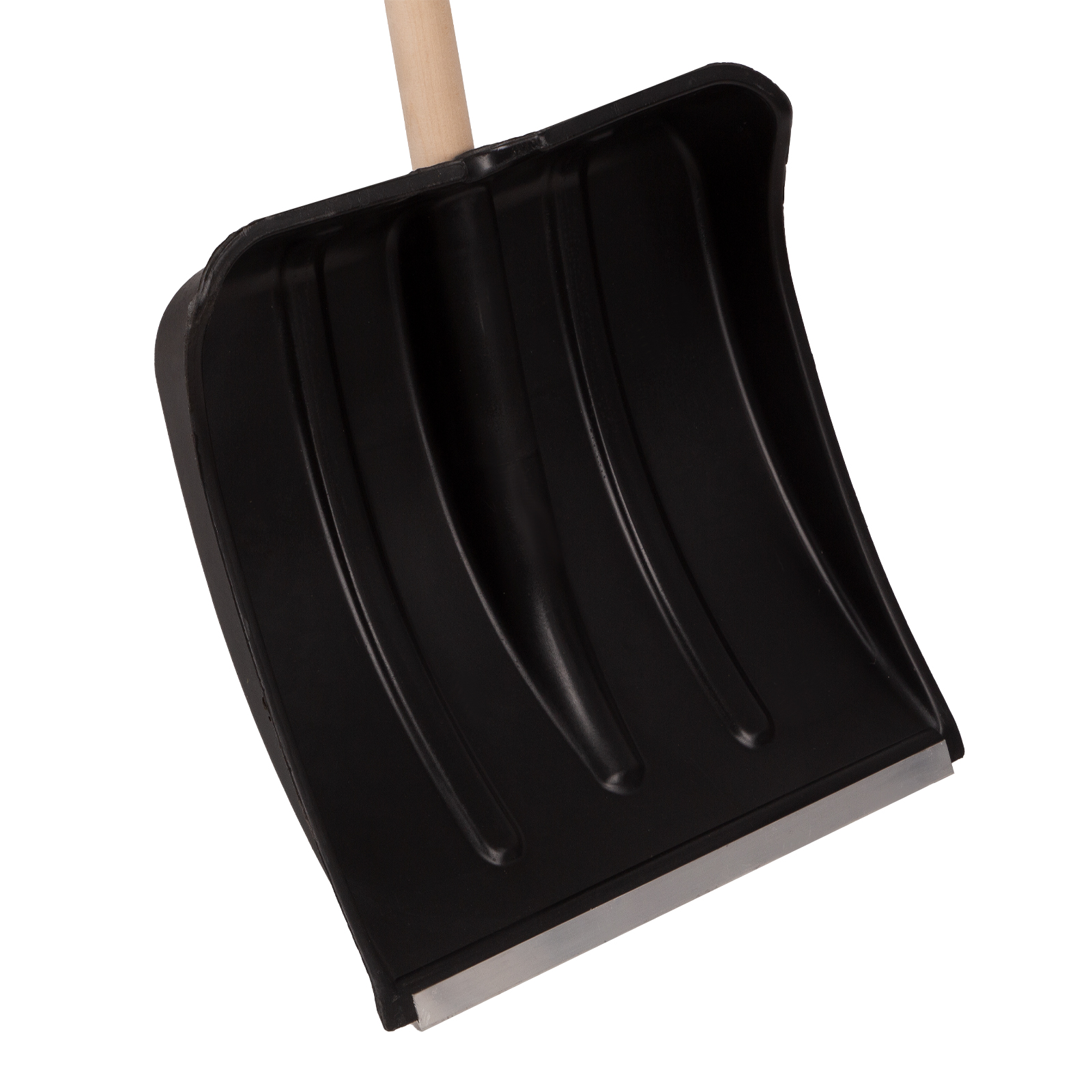 Лопата для уборки снега пластиковая, 380х385х1420 мм, деревянный черенок