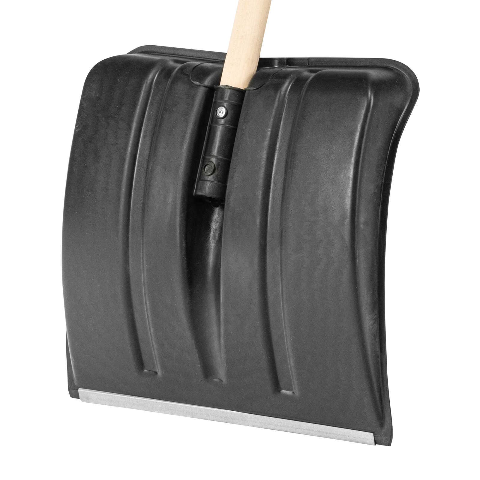 Лопата для уборки снега пластиковая, 380х385х1420 мм, оцинк. планка, деревянный черенок