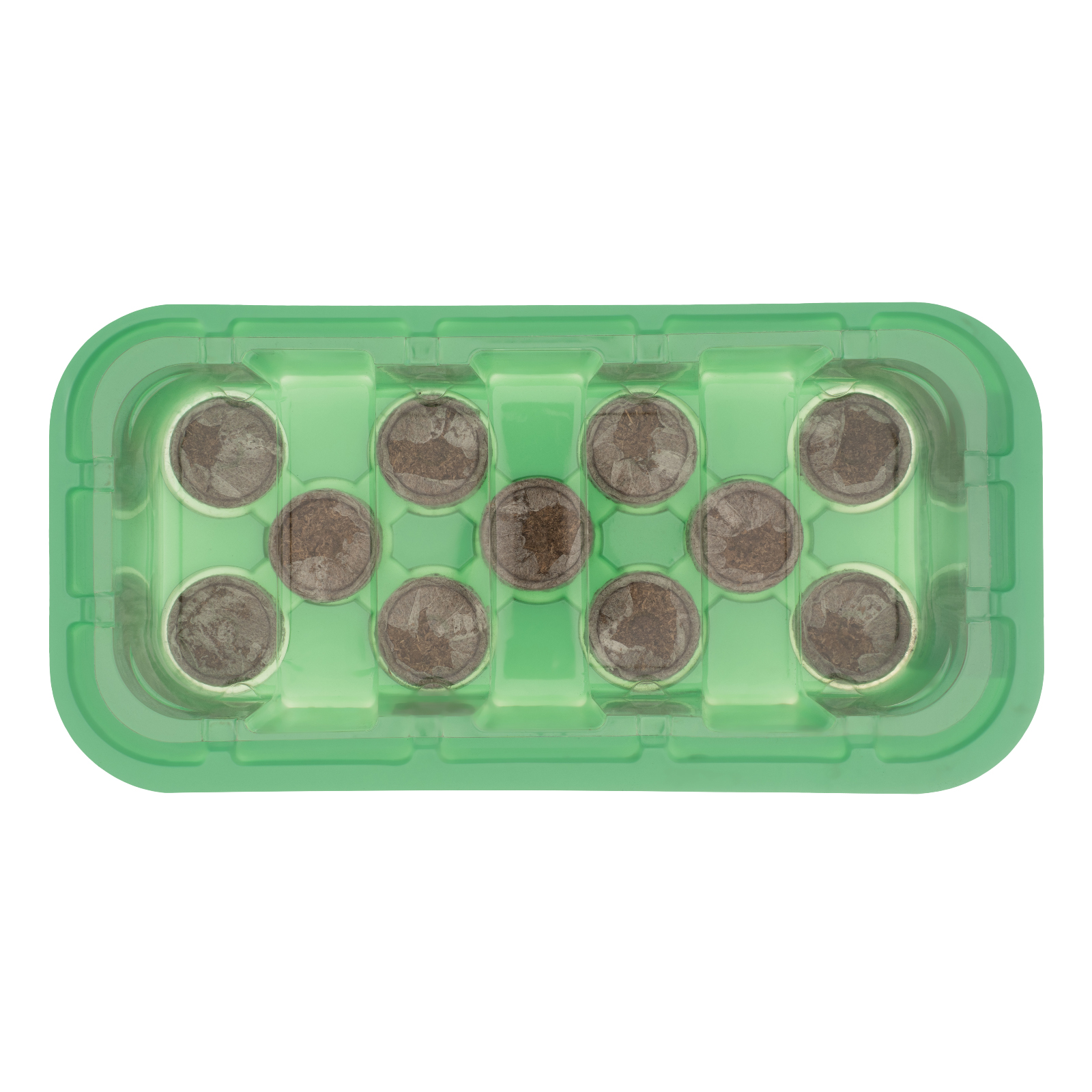 Мини-парник с крышкой, с торфяными таблетками, 240х125х50 мм, 11 ячеек, полистирол