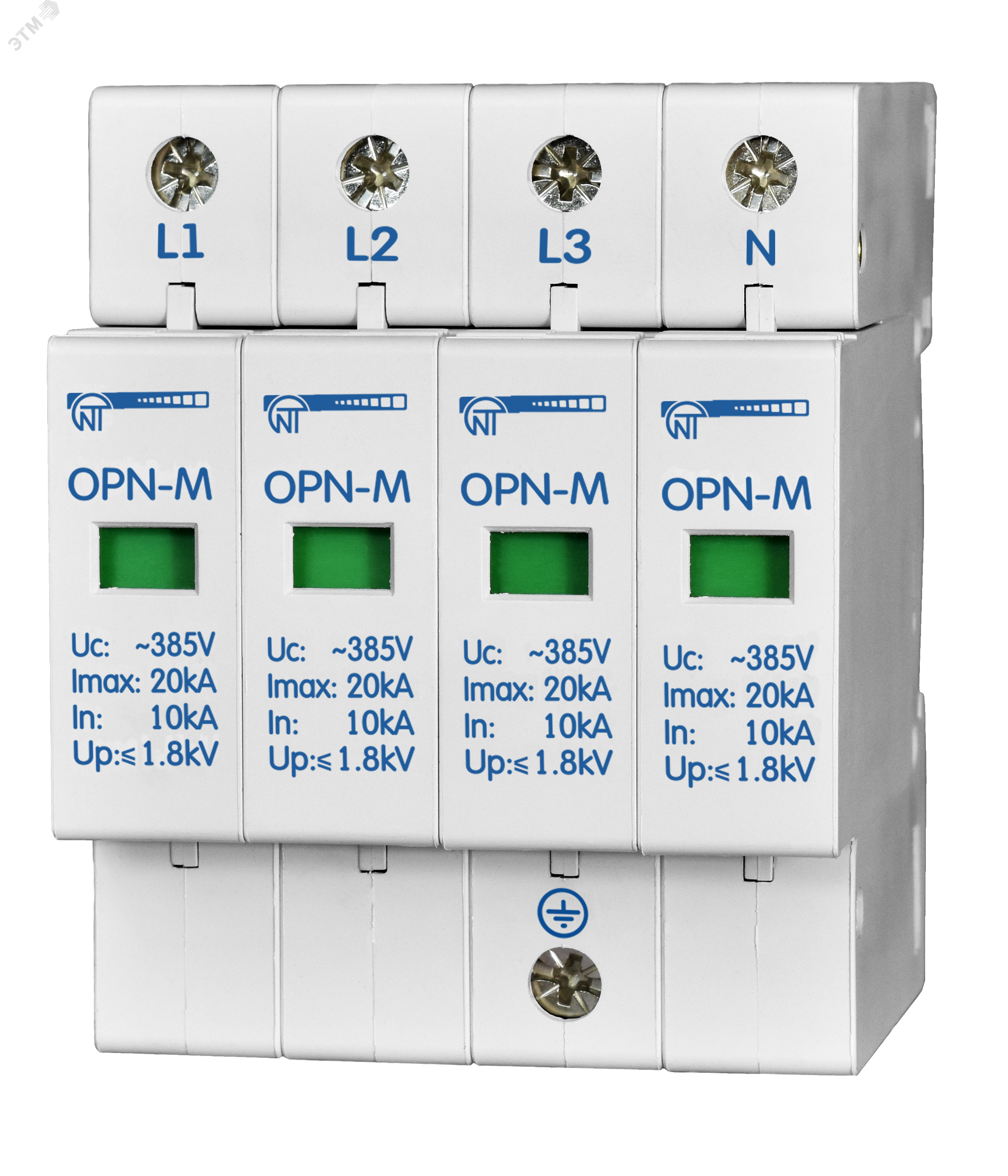 Ограничитель перенапряжения 4 модуля 380В In10kA OPN-M (4S)10kA