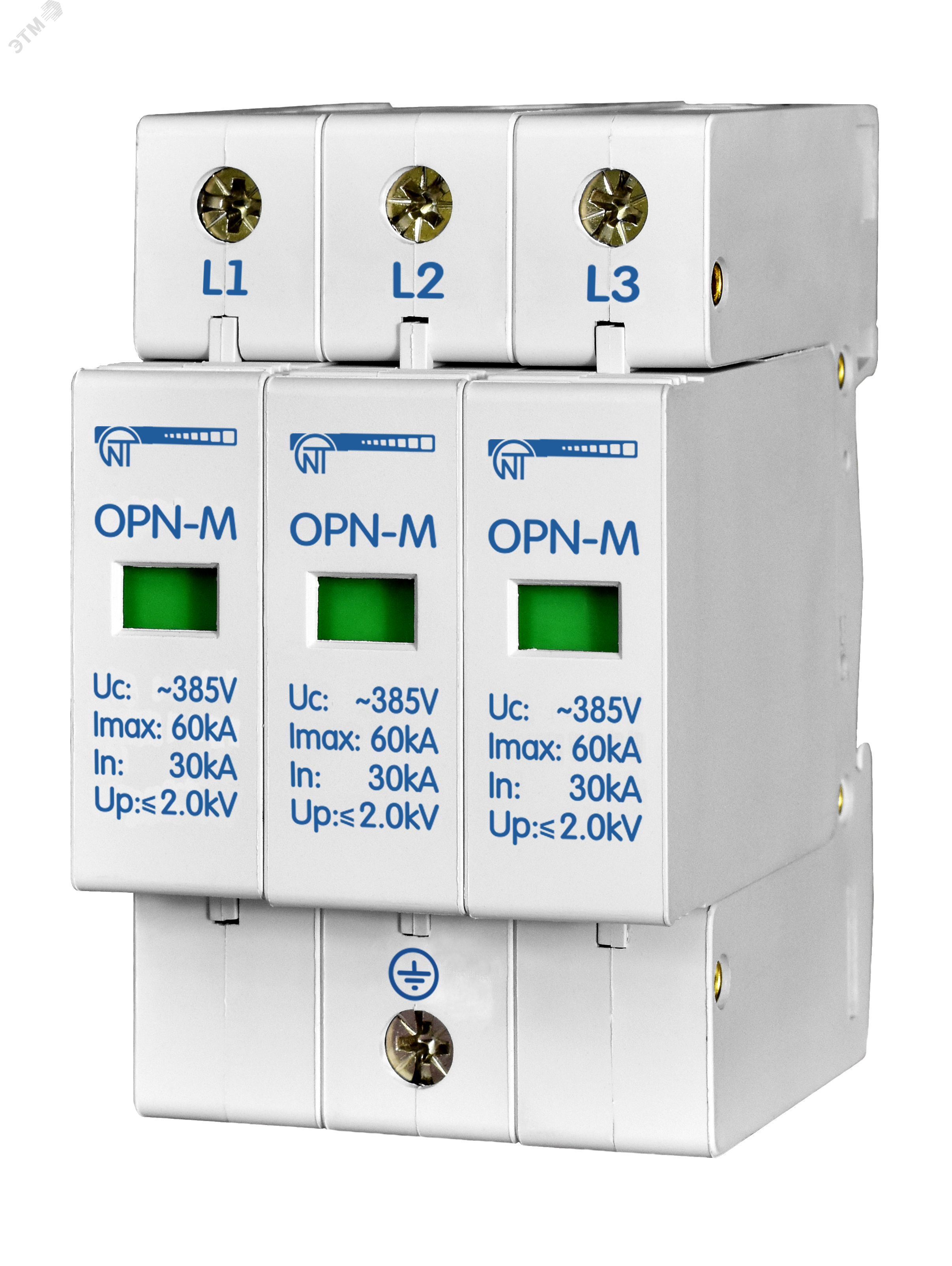 Ограничитель перенапряжения 3 модуля 380В In30kA OPN-M (3S)30kA