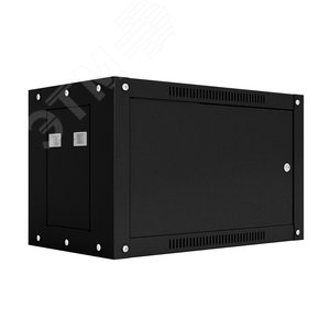 Шкаф настенный телекоммуникационный WS 6U 600х450х370мм, 2 профиля 19, дверь сплошная металл, боковые стенки съемные, разобранный, черный RAL 9005