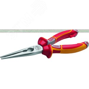 Длинногубцы прямые диэлектрические 1000В VDE 205 мм, покрытие Crom, рукоятки SoftGripp 3K