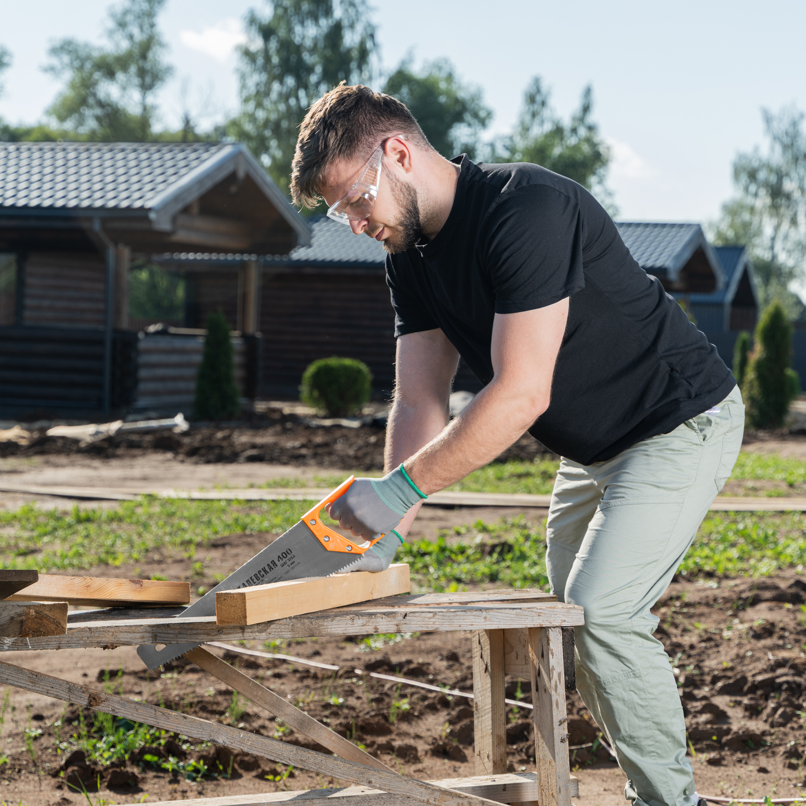 Ножовка по дереву, 400 мм, шаг зубьев 5 мм, пластиковая рукоятка