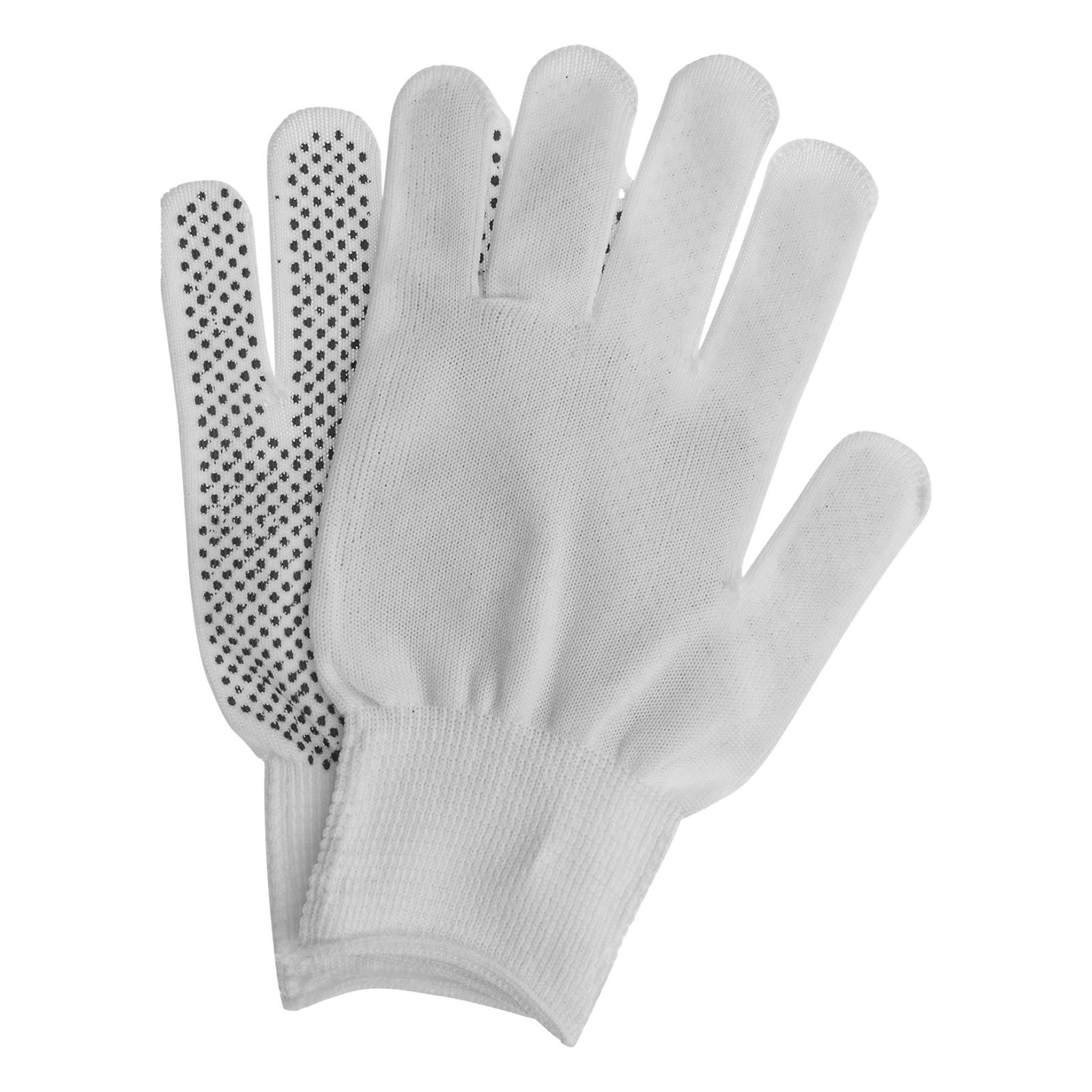 Перчатки Нейлон, ПВХ точка, 13 класс, белые, L