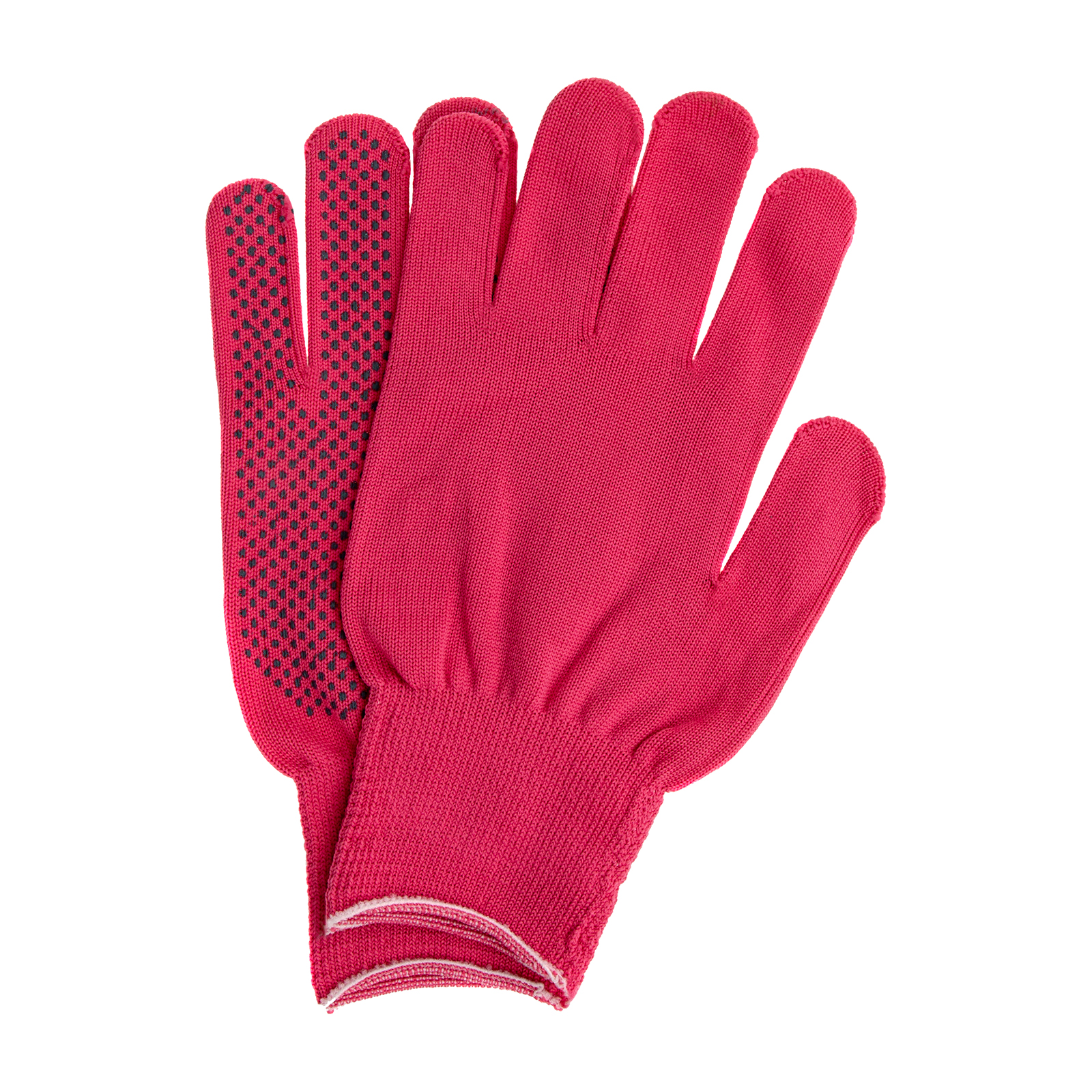 Перчатки Нейлон, ПВХ точка, 13 класс, цвет розовая фуксия, L