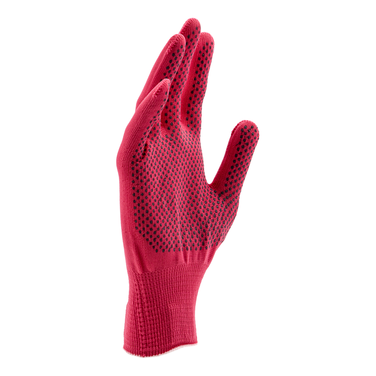 Перчатки Нейлон, ПВХ точка, 13 класс, цвет розовая фуксия, L