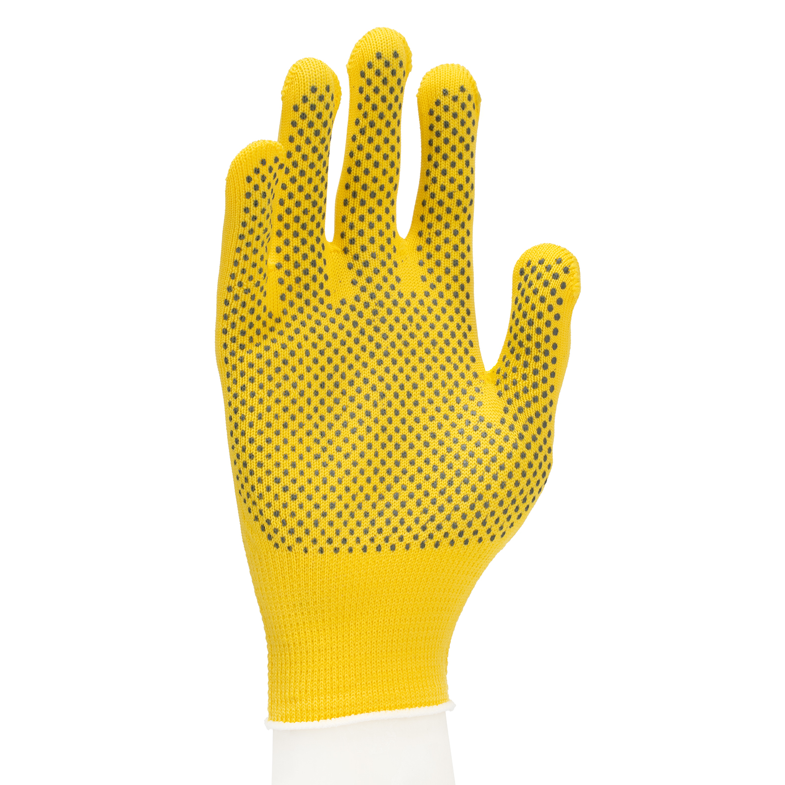Перчатки Нейлон, ПВХ точка, 13 класс, цвет лимон, L