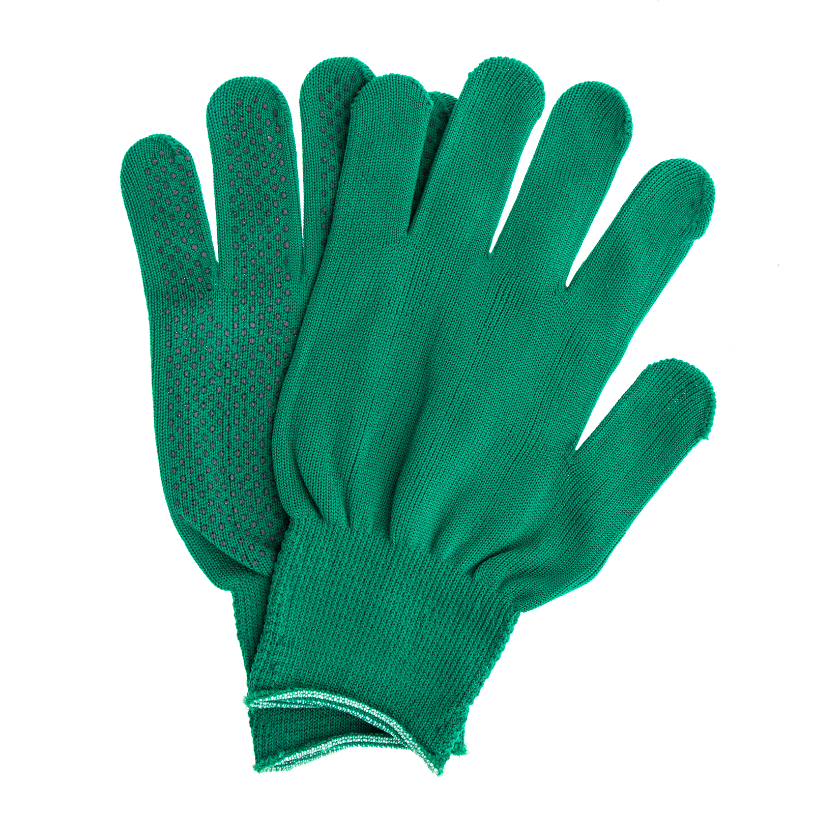 Перчатки Нейлон, ПВХ точка, 13 класс, цвет изумрудный, L