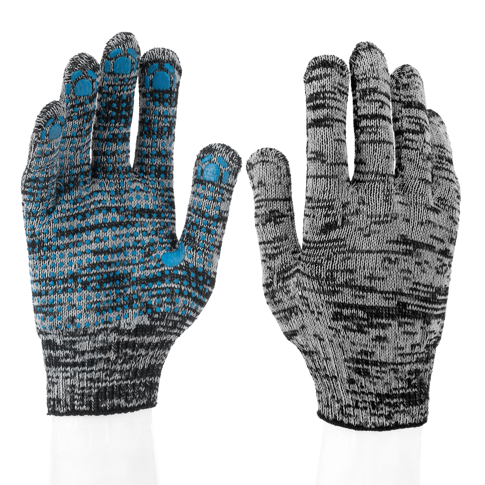 Перчатки х/б, меланж, ПВХ покрытие, "Точка", 10 класс