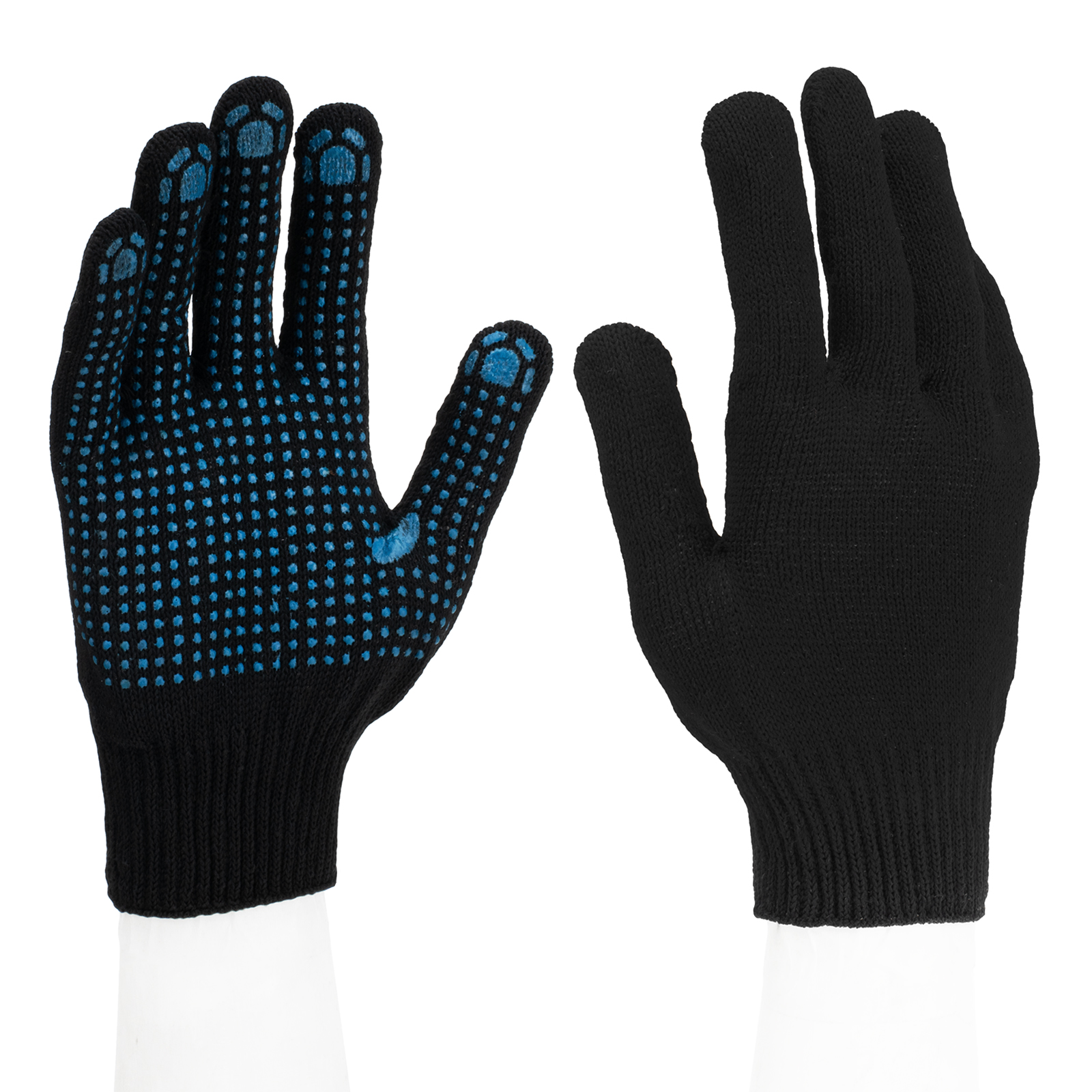 Перчатки трикотажные, ПВХ-покрытие "Точка", 10 класс, черные