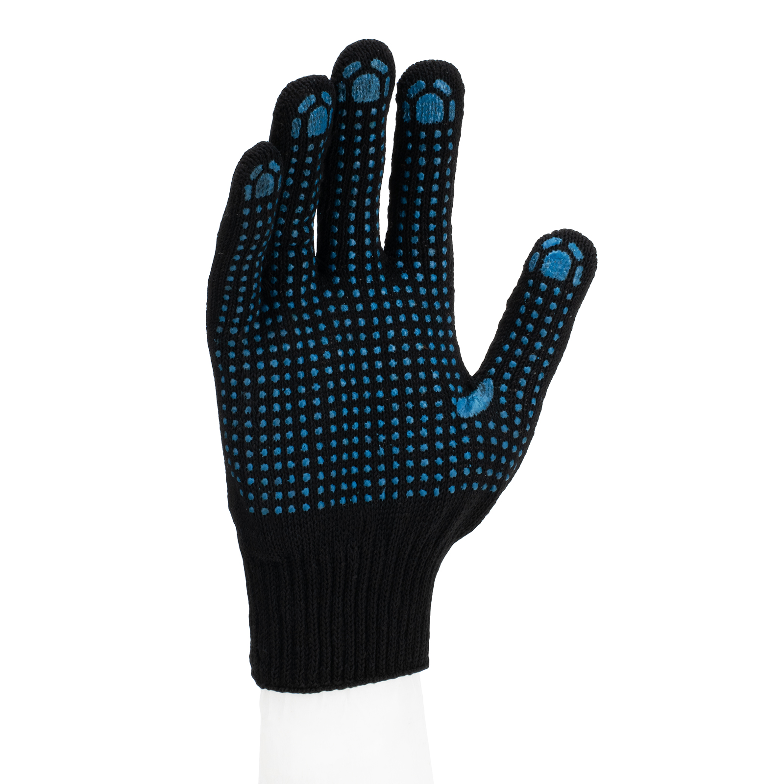 Перчатки трикотажные, ПВХ-покрытие "Точка", 10 класс, черные