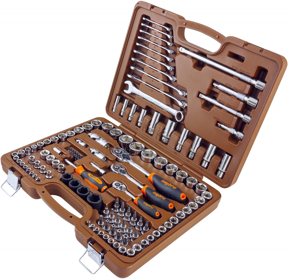 911120 Специальный набор инструмента, торцевые головки 1/4", 3/8", 1/2"DR, 4-32 мм и SAE 5/32"--1-1/4", ударные торцевые головки 1/2"DR, 17-23 мм, 120 предметов