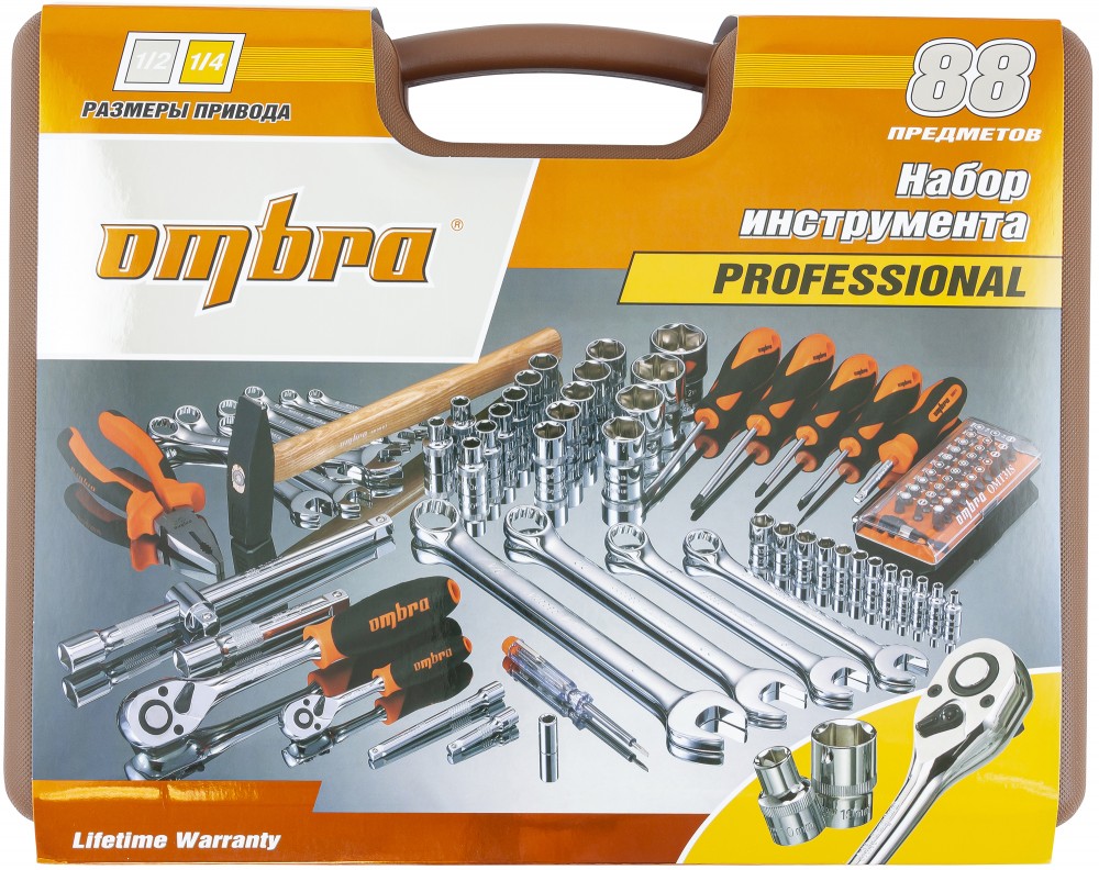 OMT88S Набор инструмента универсальный 1/4", 1/2"DR, 88 предметов