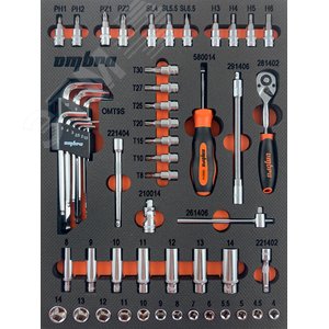 OMT54STE Набор головок торцевых 1/4" DR 4-14 мм с аксессуарами в EVA ложементе 280х375 мм, 54 предмета