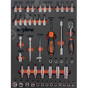 OMT50STE Набор головок торцевых 1/4" DR 4-14 мм, внешний TORX® Е4-Е8 с аксессуарами в EVA ложементе 280х375 мм, 50 предметов