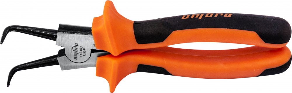 440407 Щипцы загнутые 90°  для стопорных колец с двухкомпонентными рукоятками, разжим, 180 мм, 5-32 мм