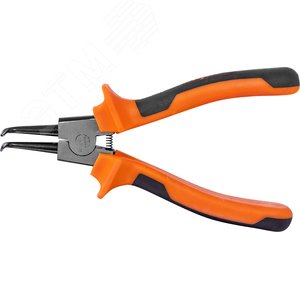 440207 Щипцы загнутые 90°  для стопорных колец с двухкомпонентными рукоятками, сжим, 180 мм, 5-32 мм