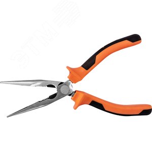 420108 Длинногубцы прямые с двухкомпонентными рукоятками, 200 мм