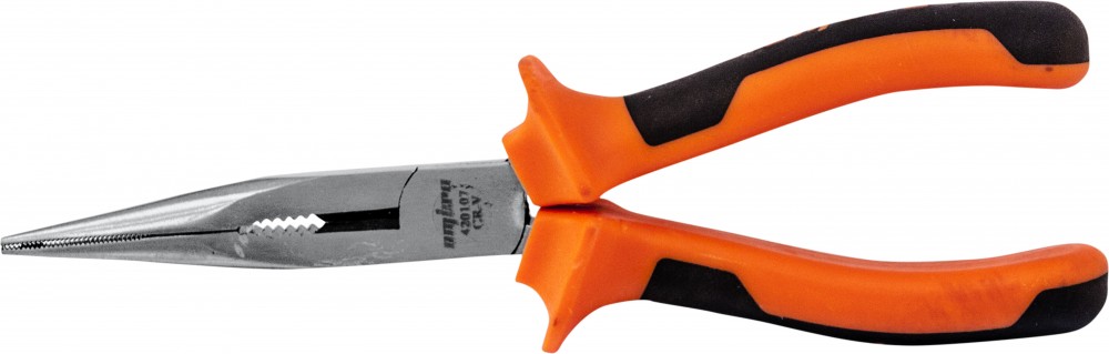 420107 Длинногубцы прямые с двухкомпонентными рукоятками, 180 мм