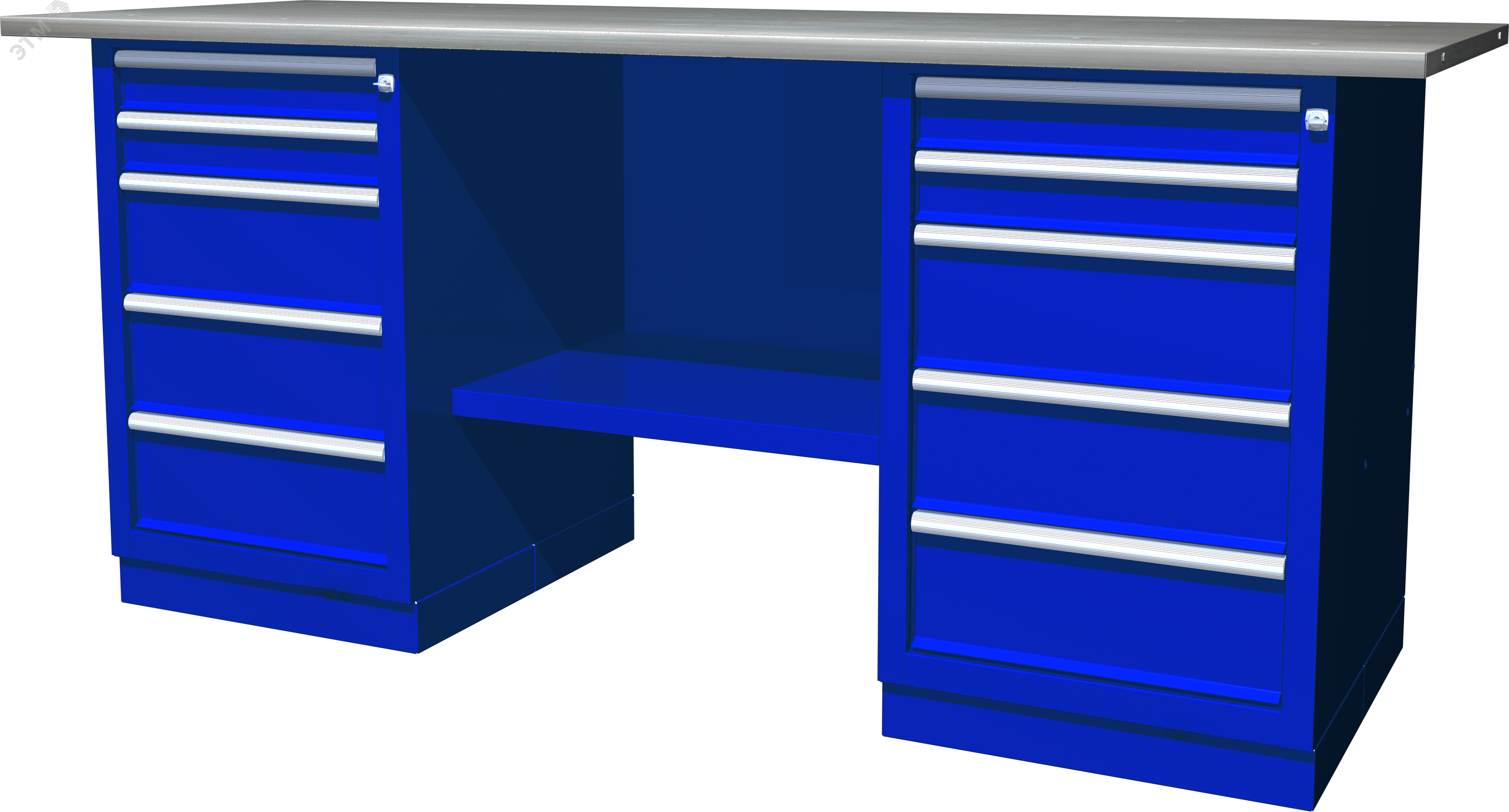 OWB2-55 Верстак с двумя тумбами, тумбы по 5 ящиков, 1900х686х820 мм