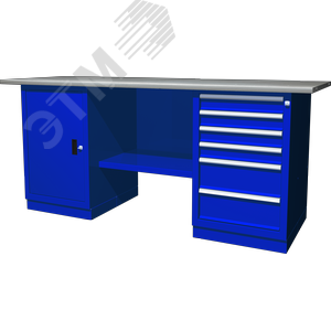 OWB2-16 Верстак с двумя тумбами, тумба с одной дверцей и тумба с 6 ящиками, 1900х686х820 мм