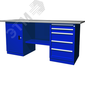OWB2-15 Верстак с двумя тумбами, тумба с 1 одной дверцей и тумба с 5 ящиками, 1900х686х820 мм
