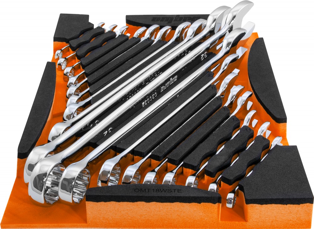 OMT18WSTE Набор ключей комбинированных в EVA ложементе 280х375 мм, 18 предметов