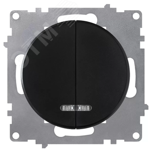 Выключатель двойной с подсветкой, цвет чёрный (серия Florence)