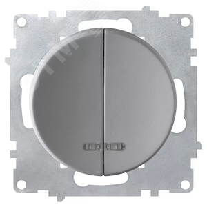 Выключатель двойной с подсветкой, цвет серый (серия Florence)