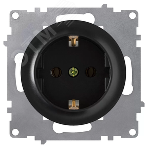Розетка с заземлением, винтовые контакты, цвет чёрный (серия Florence)