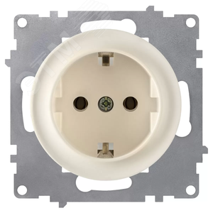 Розетка с заземлением, винтовые контакты, цвет бежевый (серия Florence)