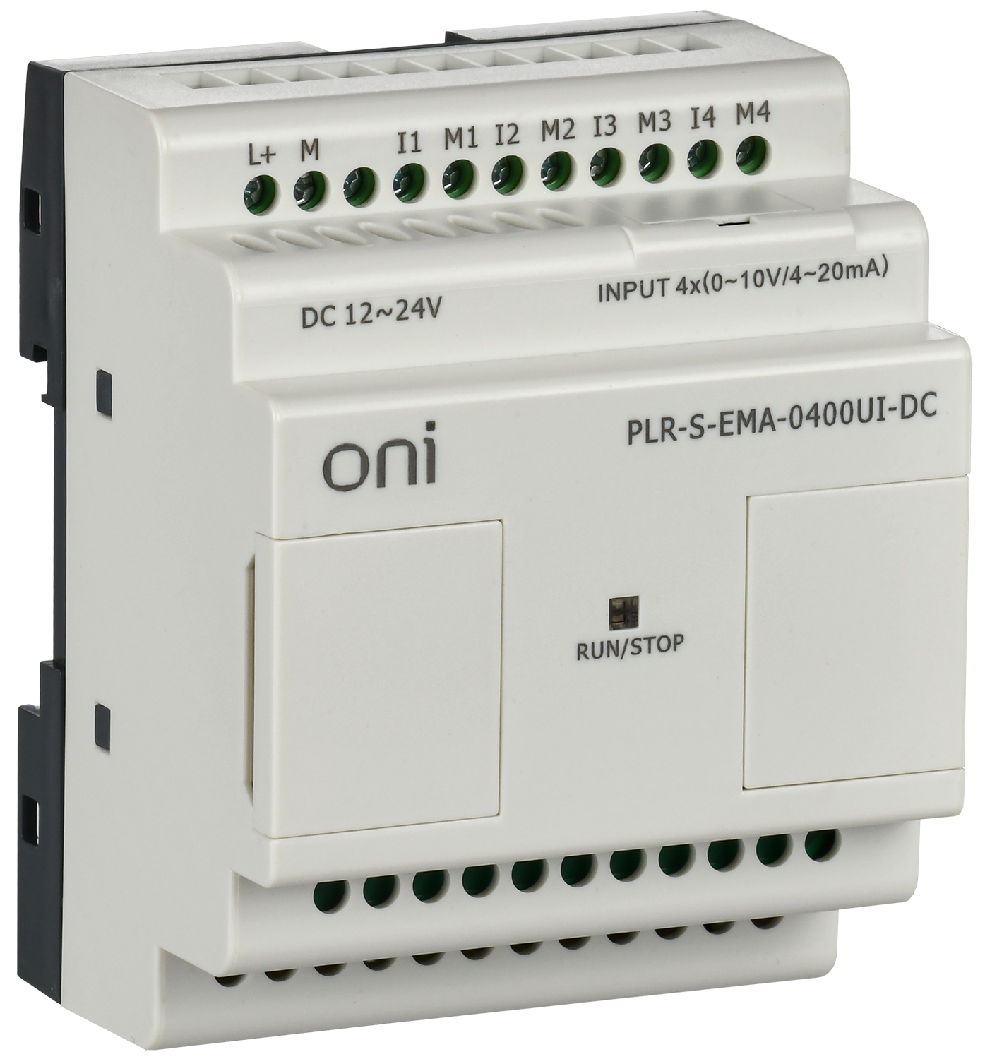 Логическое реле PLR-S ONI. Модуль расширения 4 каналами аналогового входа (0-10В/0..20мА). Напряжение питания 12-24 В DC