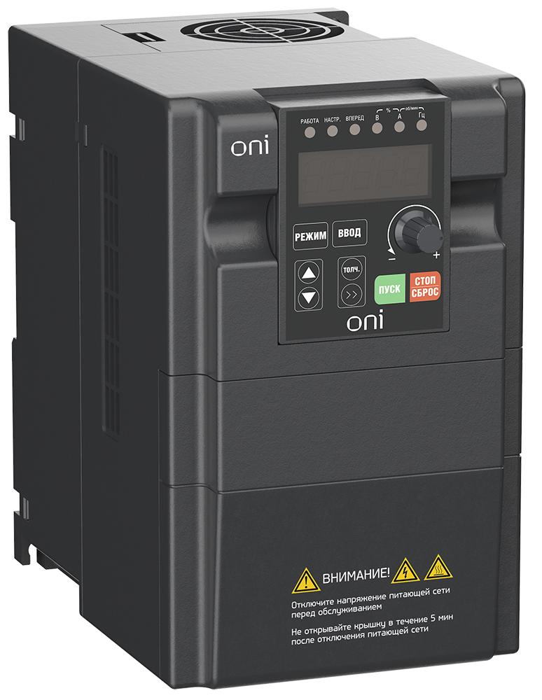 Преобразователь частоты A150 380В 3Ф 2,2кВт 6А со встроенным тормозным модулем ONI