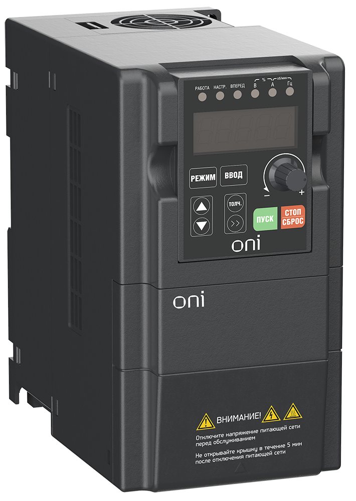Преобразователь частоты A150 380В 3Ф 1,5кВт 5А со встроенным тормозным модулем ONI