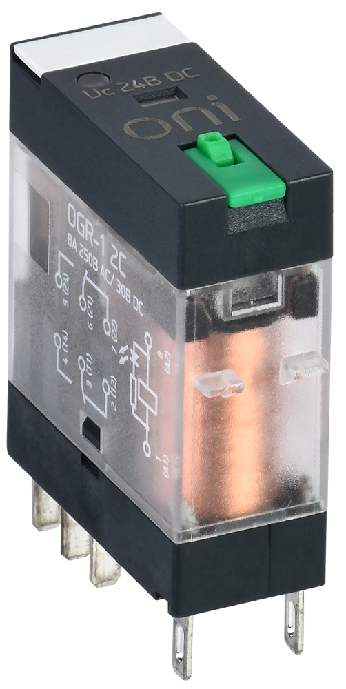 Реле общего назначения OGR-1 2C 24В DC со светодиодом и тестовой кнопкой ONI