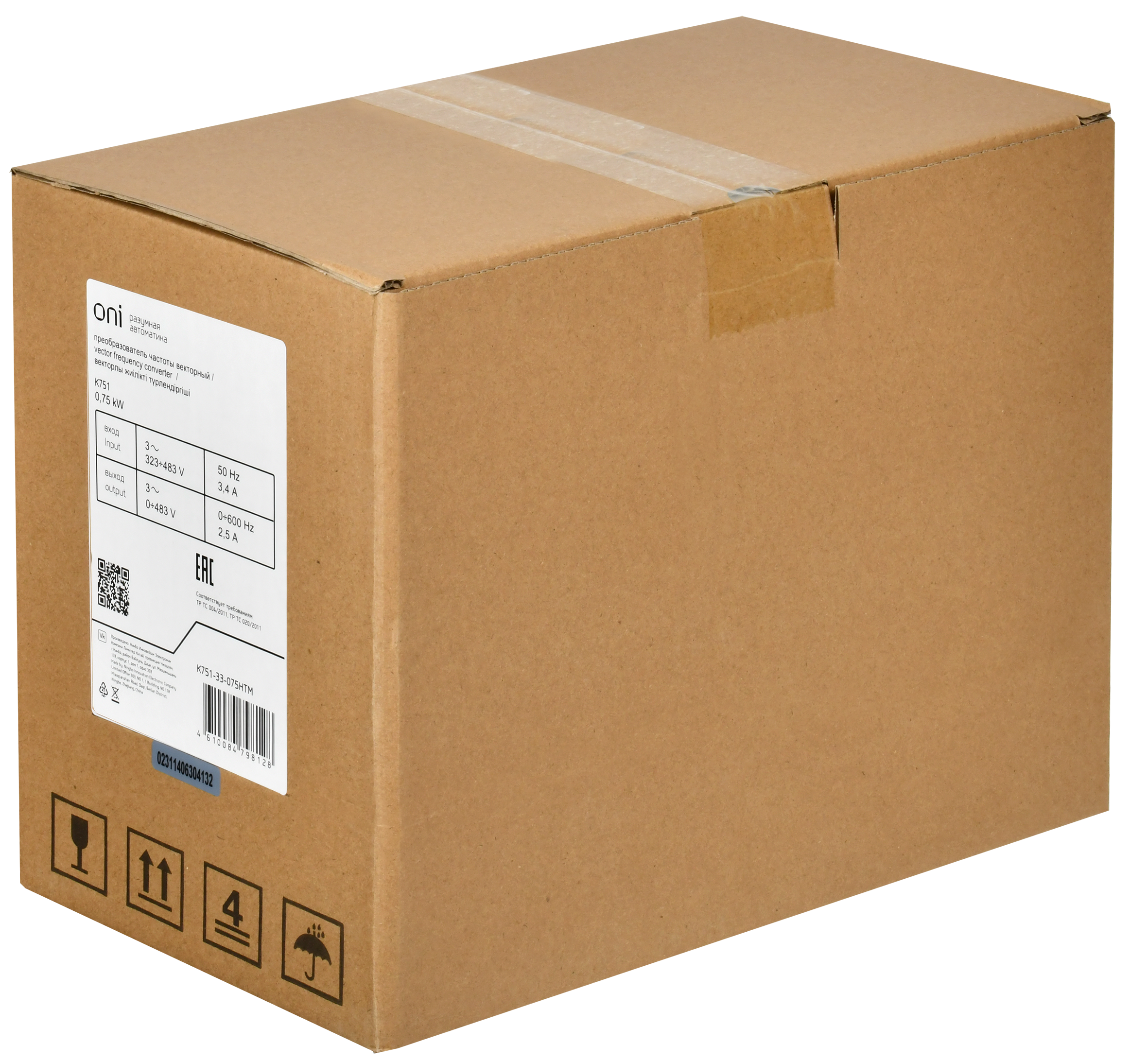Преобразователь частоты K751 380В 3Ф 1,5кВт 4,2А со встроенным тормозом ONI