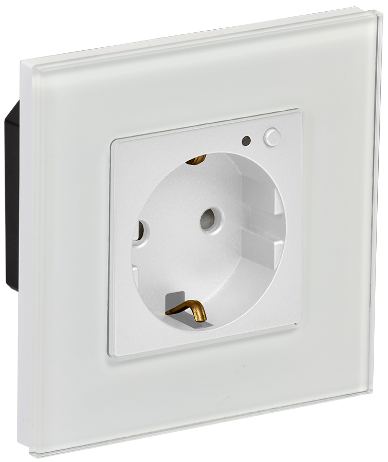 iTEQ SMART-розетка 16А с поддержкой WIFI+BLE со стеклянной рамкой и защитными шторками белая ONI