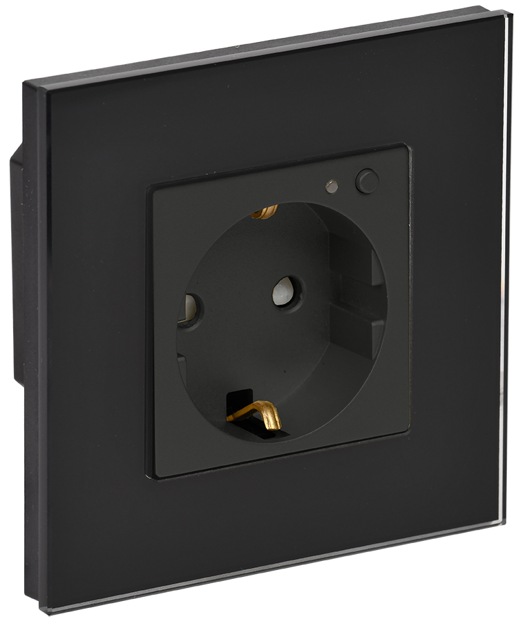 iTEQ SMART-розетка 16А с поддержкой WIFI+BLE со стеклянной рамкой и защитными шторками черная ONI