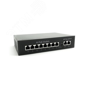 Коммутатор неуправляемый PoE 8 портовый 100 Мб/с RJ45, 96 Вт