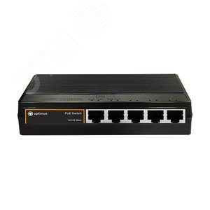 Коммутатор неуправляемый PoE 4 порта 100 Мб/с RJ45, 65 Вт