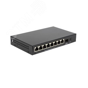 Коммутатор неуправляемый PoE+ 8 портов RJ45 100 Мб/с, 1хSFP, 80 Вт