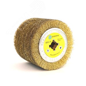 Щетка валик Д120x100x19, ворс гофр латунир-я сталь 0,30 по дереву для щеточных шлиф машин с валом Д19+4 (6-031)