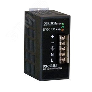 Блок питания промышленный. DC55V, 0,9A(48W). Диапазон входных напряжений AC100-240V. КПД 83%.
