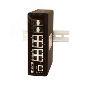 Коммутатор управляемый L2 12 портов, 8хRJ45 10/100/1000 Мб/с, 4хSFP