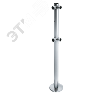 Стойка ограждения L-образная с отверстием под фиксатор 2 муфты, 2 муфты справа