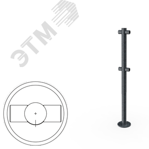 Стойка ограждения i-образная с отверстием под фиксатор, 4 муфты (антик серебро, черный)