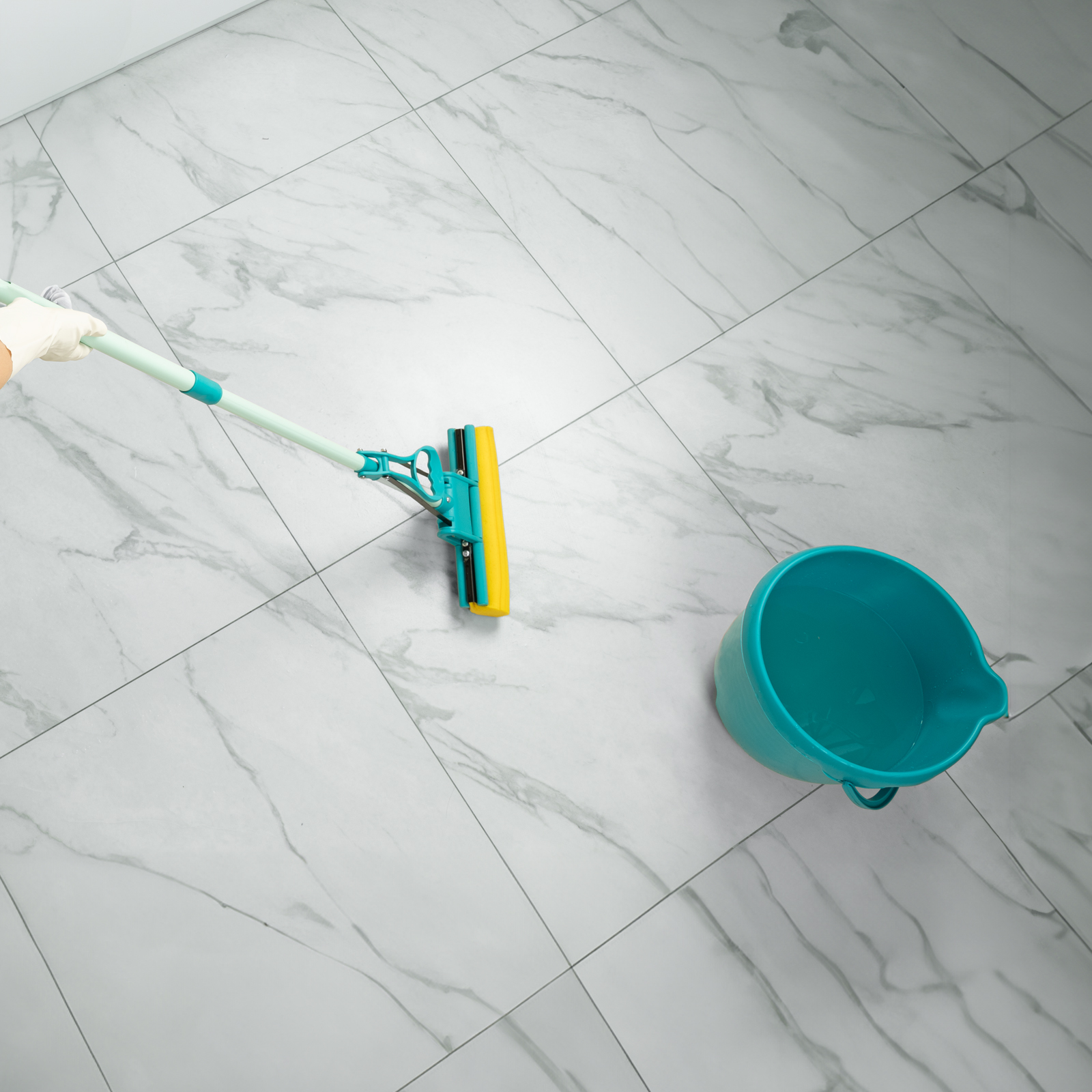 Швабра отжимная, 110 см, губка PVA 26х5,5х6 см, телескопическая рукоятка, бирюзовая, Home Palisad