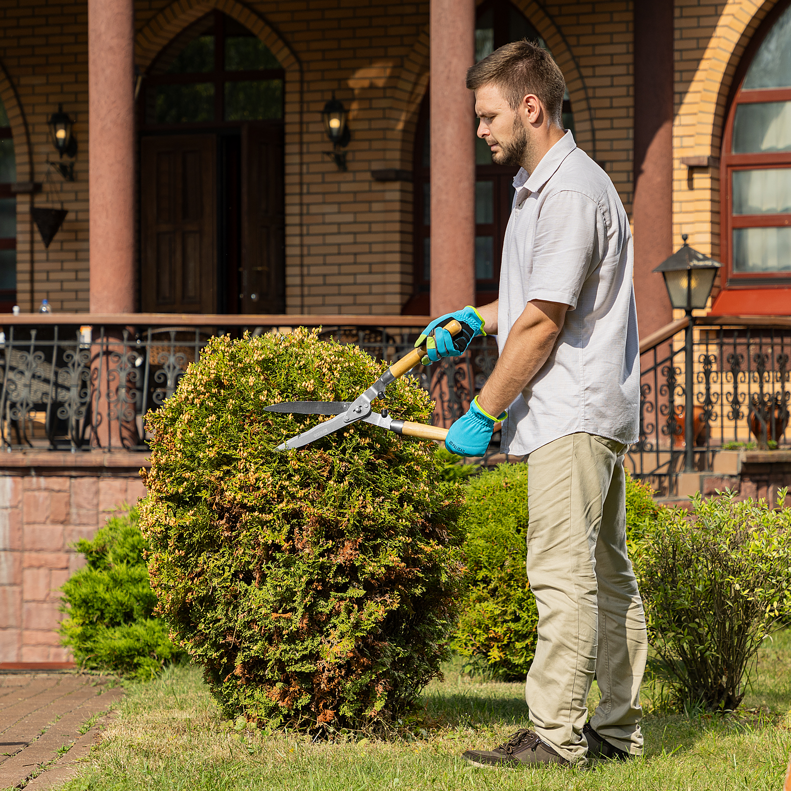 Кусторез, 520 мм, волнистые лезвия, деревянные рукоятки, Palisad