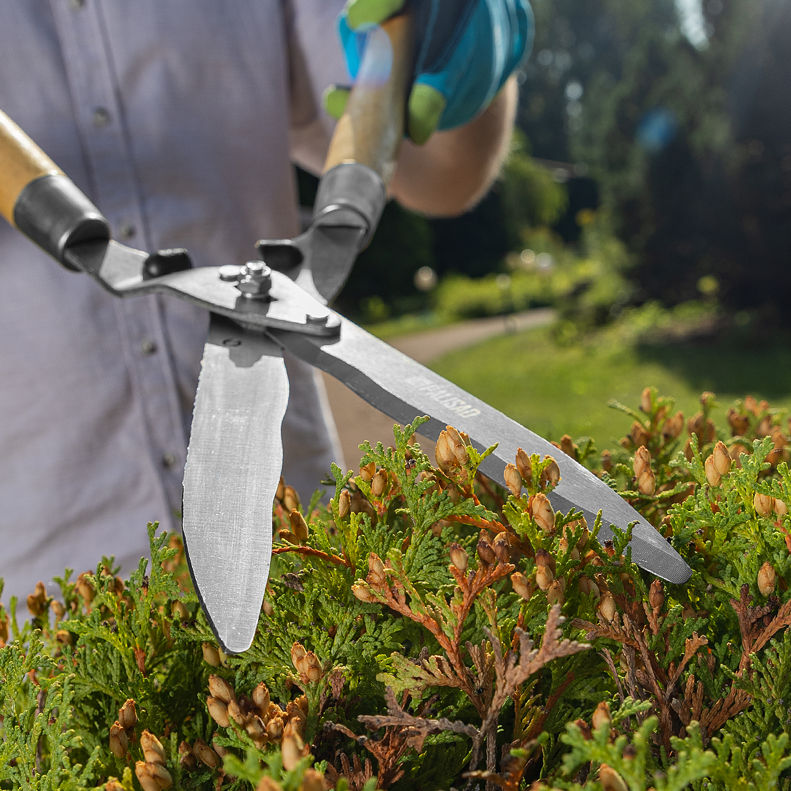 Кусторез, 520 мм, волнистые лезвия, деревянные рукоятки, Palisad